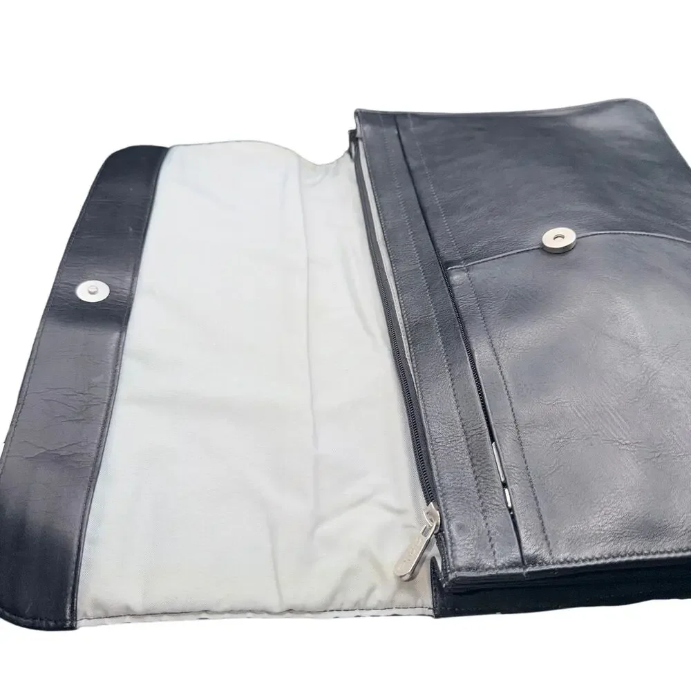 Piel Leather Black Portfolio Briefcase Organizer Laptop Document Case